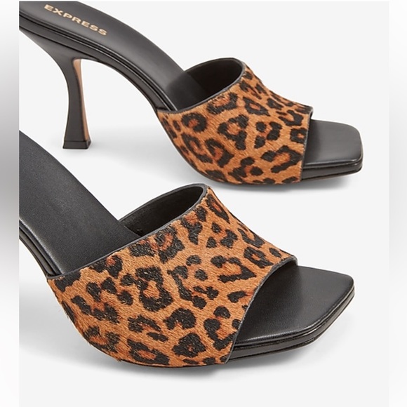 Express Square Toe Haircalf Heeled Sandals NWT - Picture 2 of 2